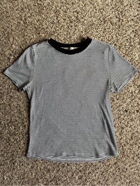 Heart Hips Black & White Striped Crewneck Tee